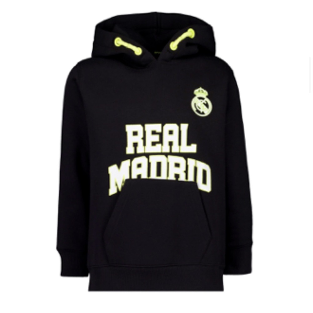 NWT Real Madrid Kids Black Hoodie with Yellow Accents